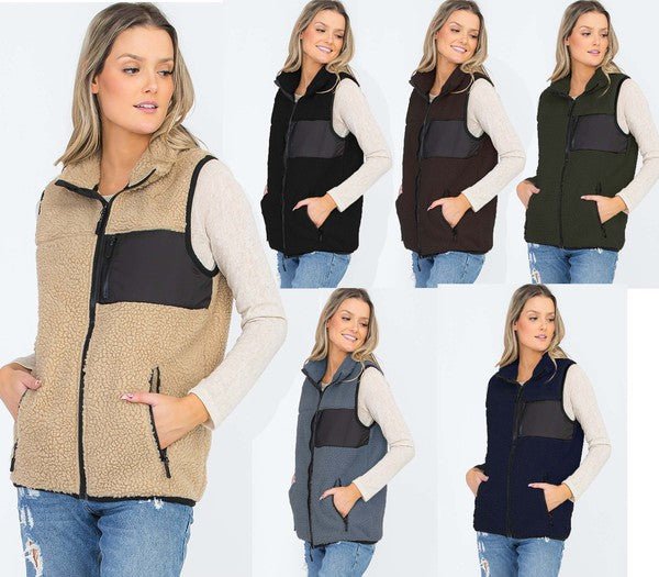 UNISEX WOMENS SHERPA FLEECE VEST TOP JACKET - E2G World