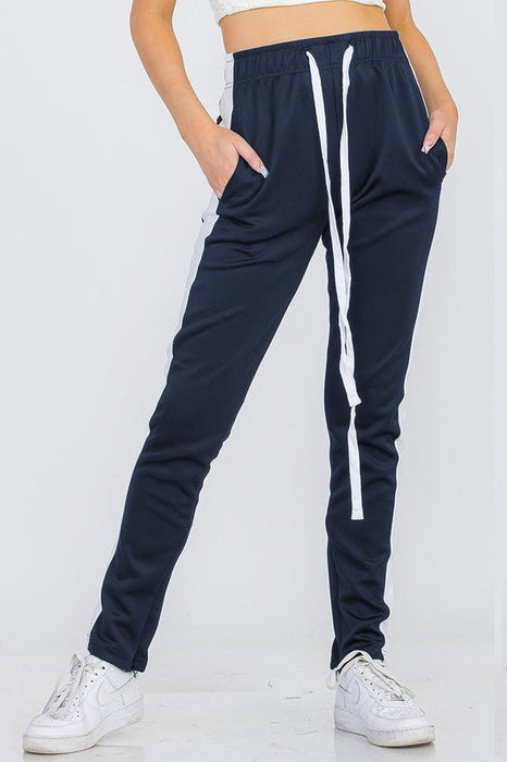 UNISEX WOMENS TRACK PANT SINGLE STRIPE - E2G World