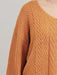 V Neck Bell-Sleeve Cable-Knit Oversize Sweater Top - E2G World