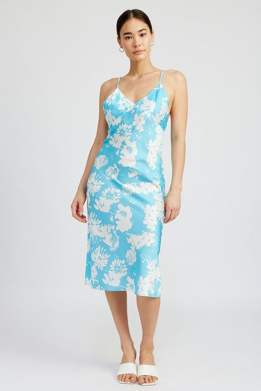 V NECK FLORAL DRESS WITH OPEN BACK - E2G World