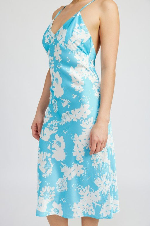 V NECK FLORAL DRESS WITH OPEN BACK - E2G World