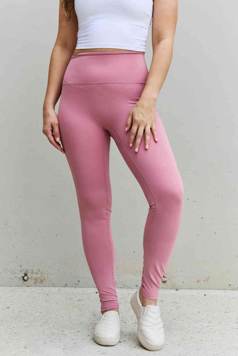 Zenana Fit For You Full Size High Waist Active Leggings in Light Rose