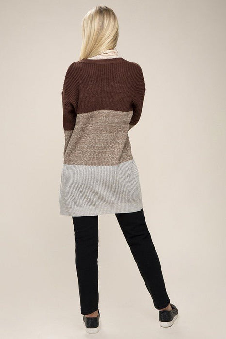 Color Block Open Front Cardigan - E2G World